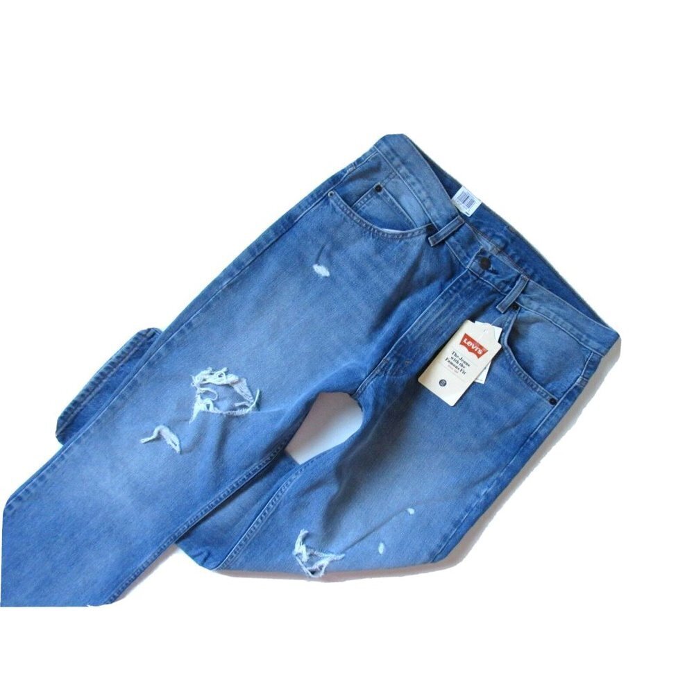 NWT Levi's 517 Bootcut Cropped in Mind Eraser Destroyed Ripped Jeans 32 $198 - Picture 2 of 7